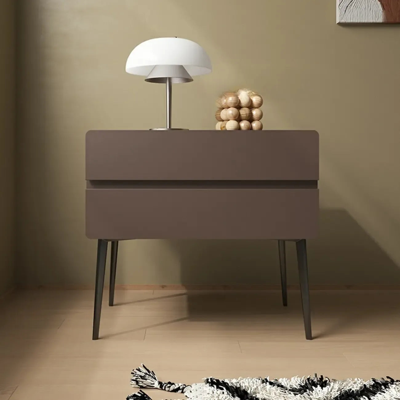 Scandinavian Pine Wood Leggy 2-Drawer Nightstand