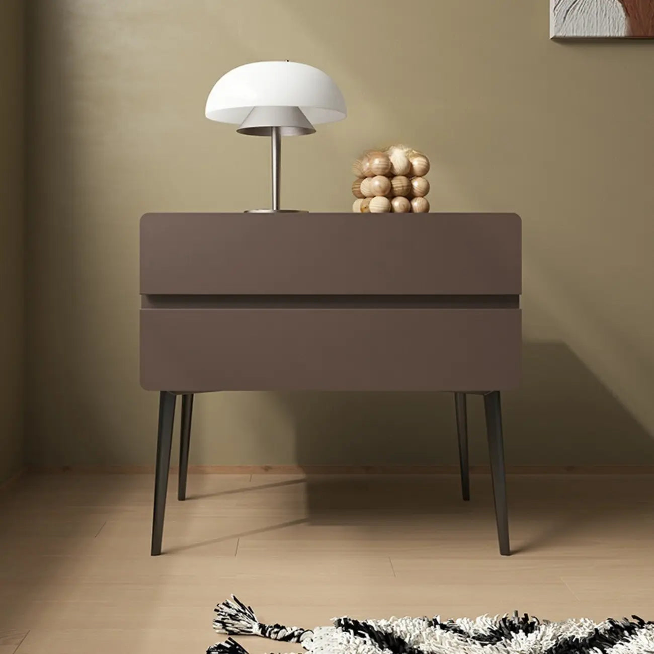 Scandinavian Pine Wood Leggy 2-Drawer Nightstand