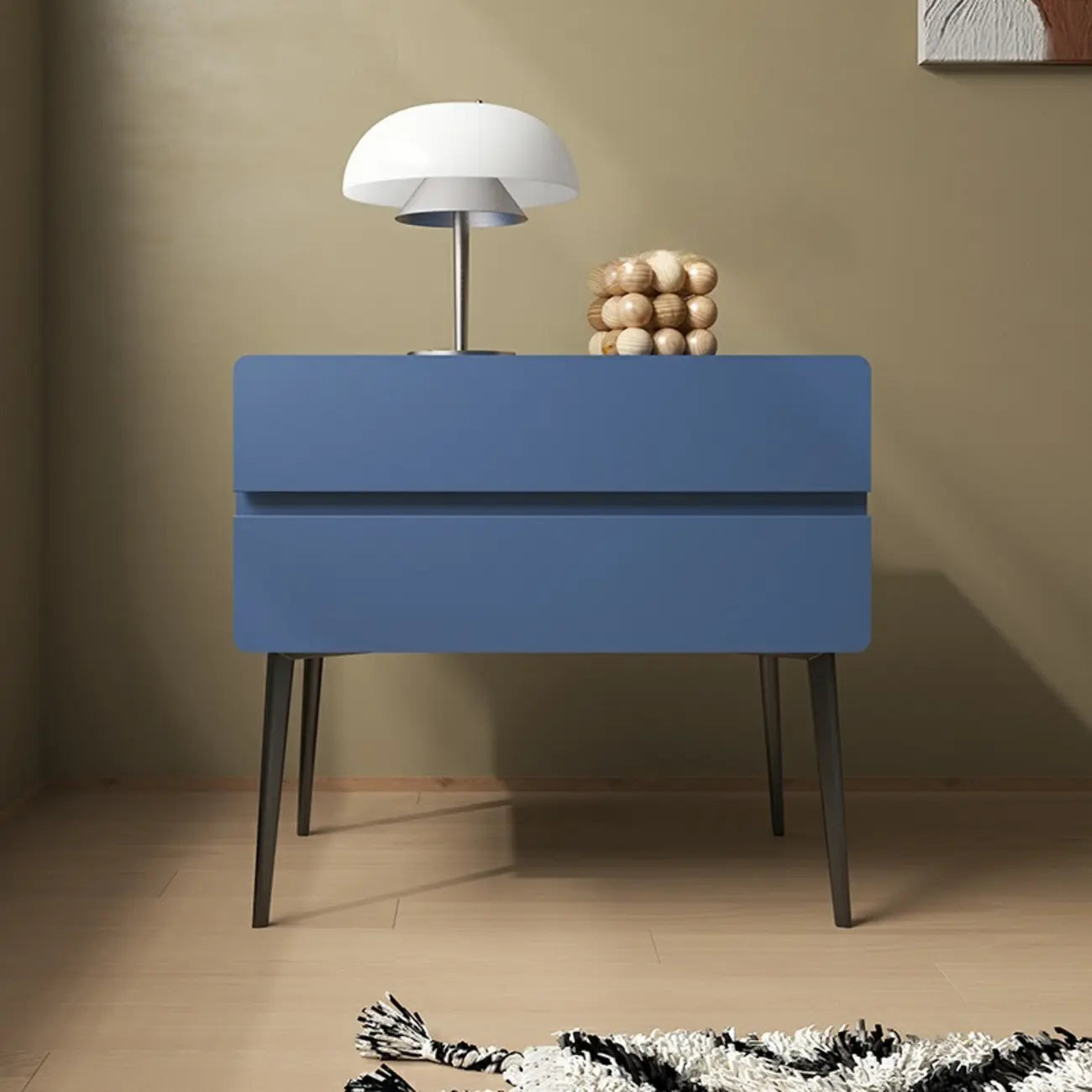 Scandinavian Pine Wood Leggy 2-Drawer Nightstand