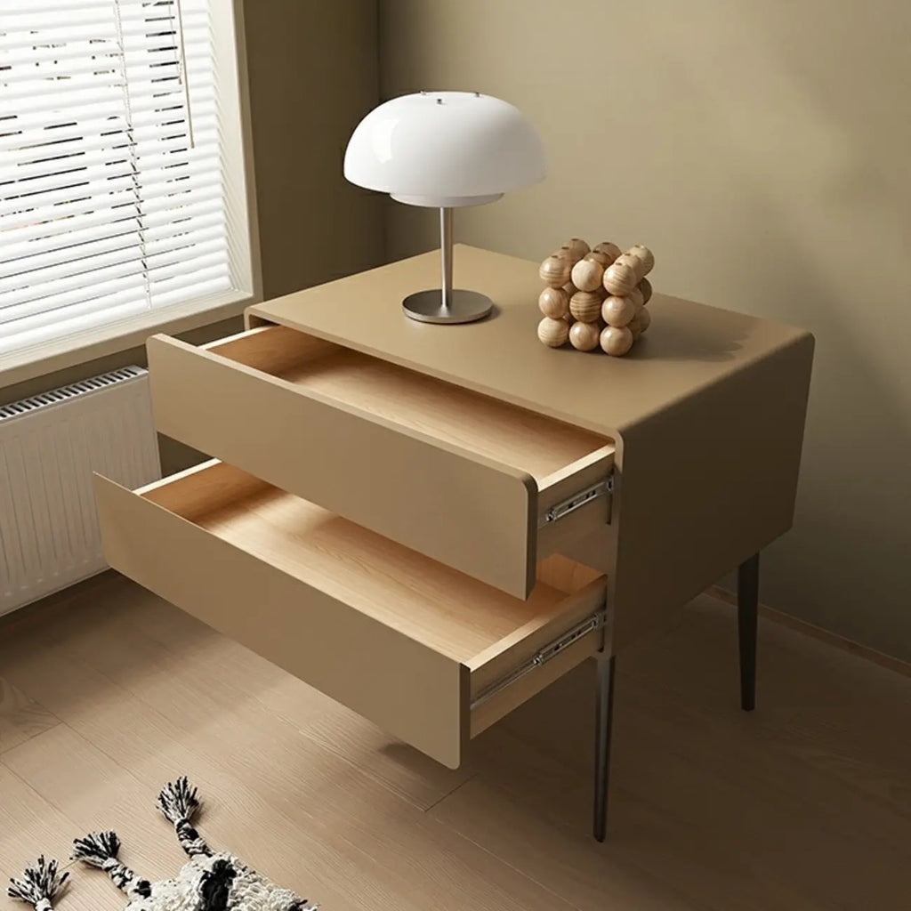 Scandinavian Pine Wood Leggy 2-Drawer Nightstand