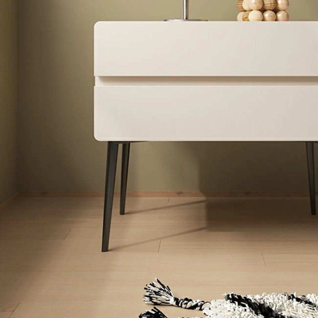 Scandinavian Pine Wood Leggy 2-Drawer Nightstand