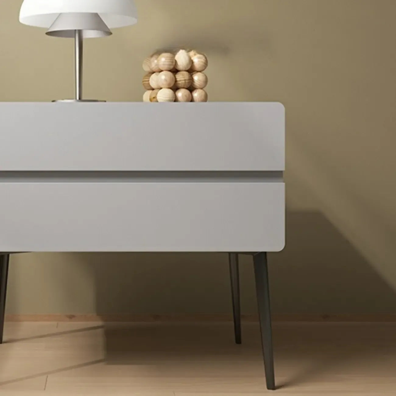 Scandinavian Pine Wood Leggy 2-Drawer Nightstand