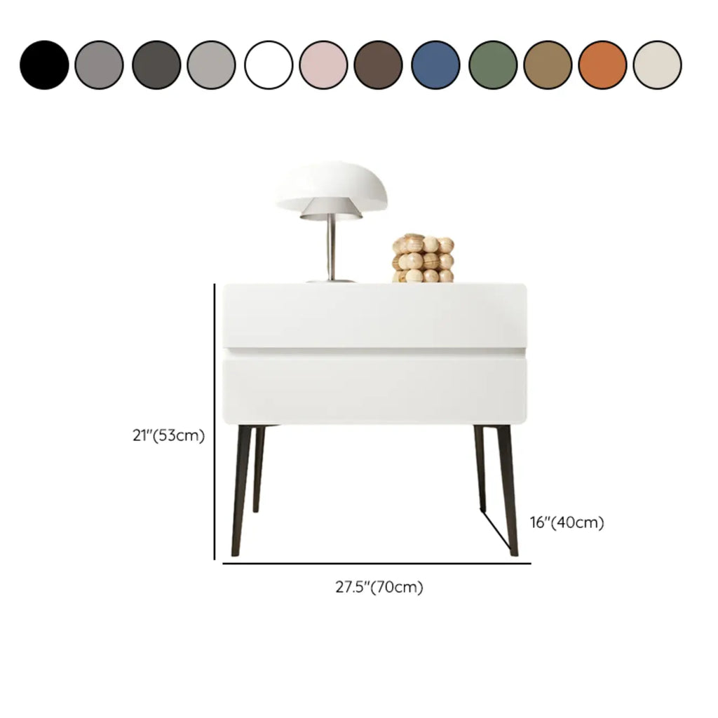Scandinavian Pine Wood Leggy 2-Drawer Nightstand