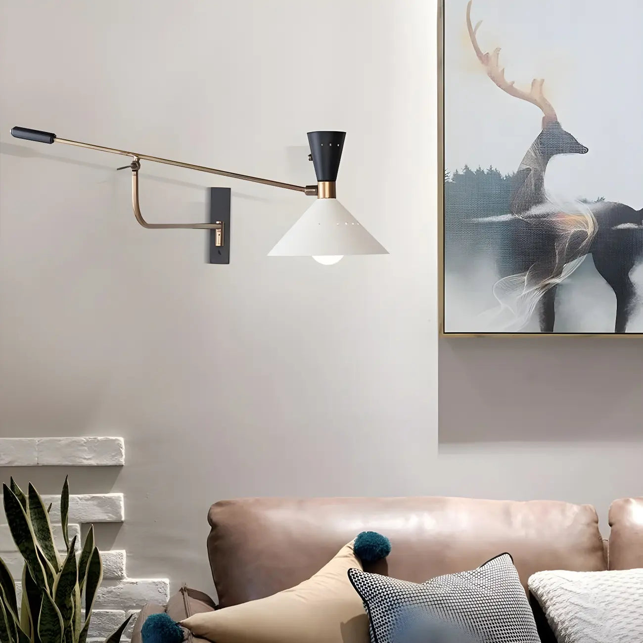 Modern Iron Shade Metal Swing Arm Wall Light