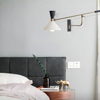 Modern Iron Shade Metal Swing Arm Wall Light