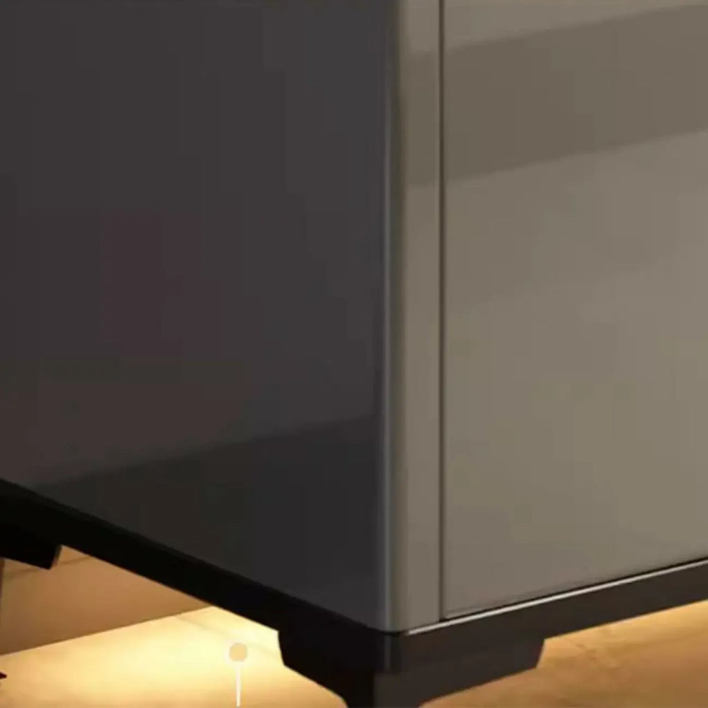 Sleek Entryway Wooden Shoe Storage Cabinet with Glass Top