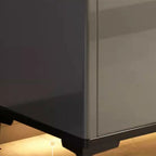 Sleek Entryway Wooden Shoe Storage Cabinet with Glass Top