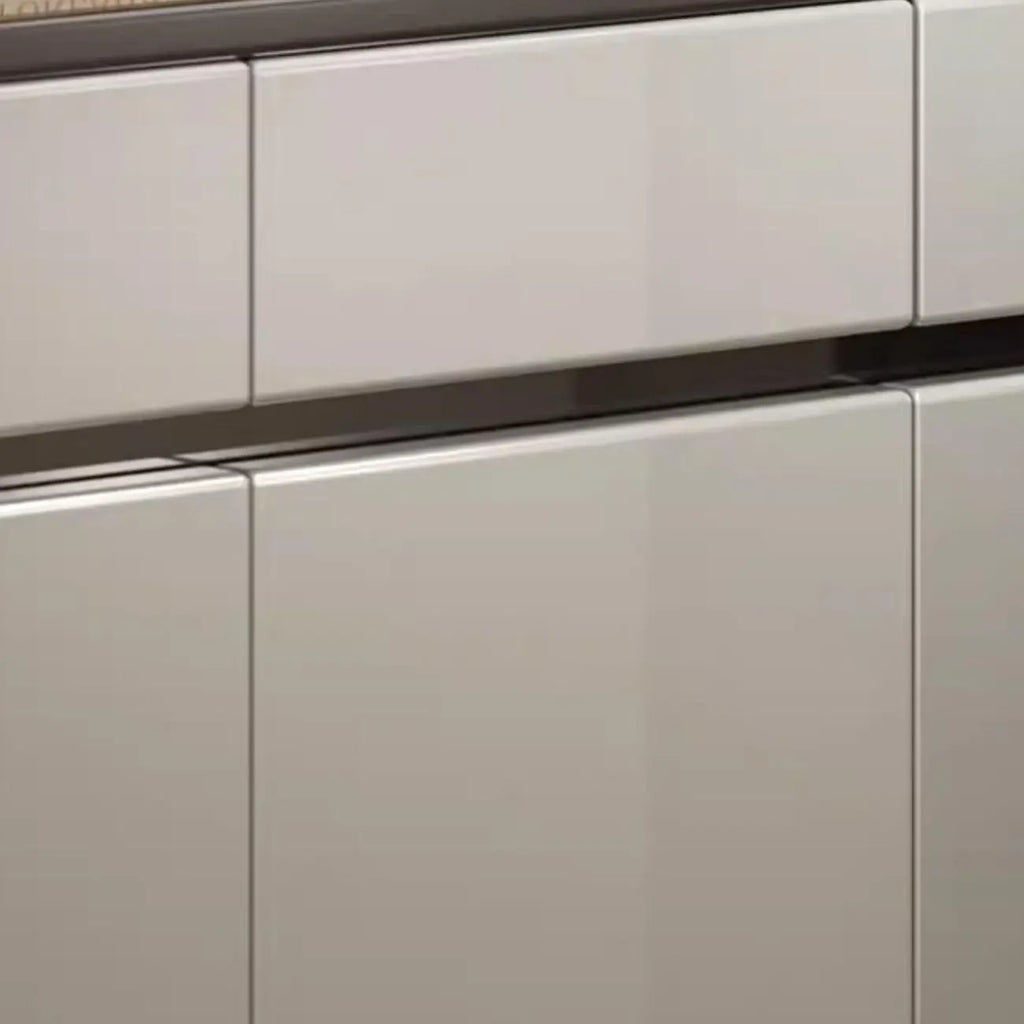 Sleek Entryway Wooden Shoe Storage Cabinet with Glass Top