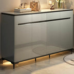 Sleek Entryway Wooden Shoe Storage Cabinet with Glass Top