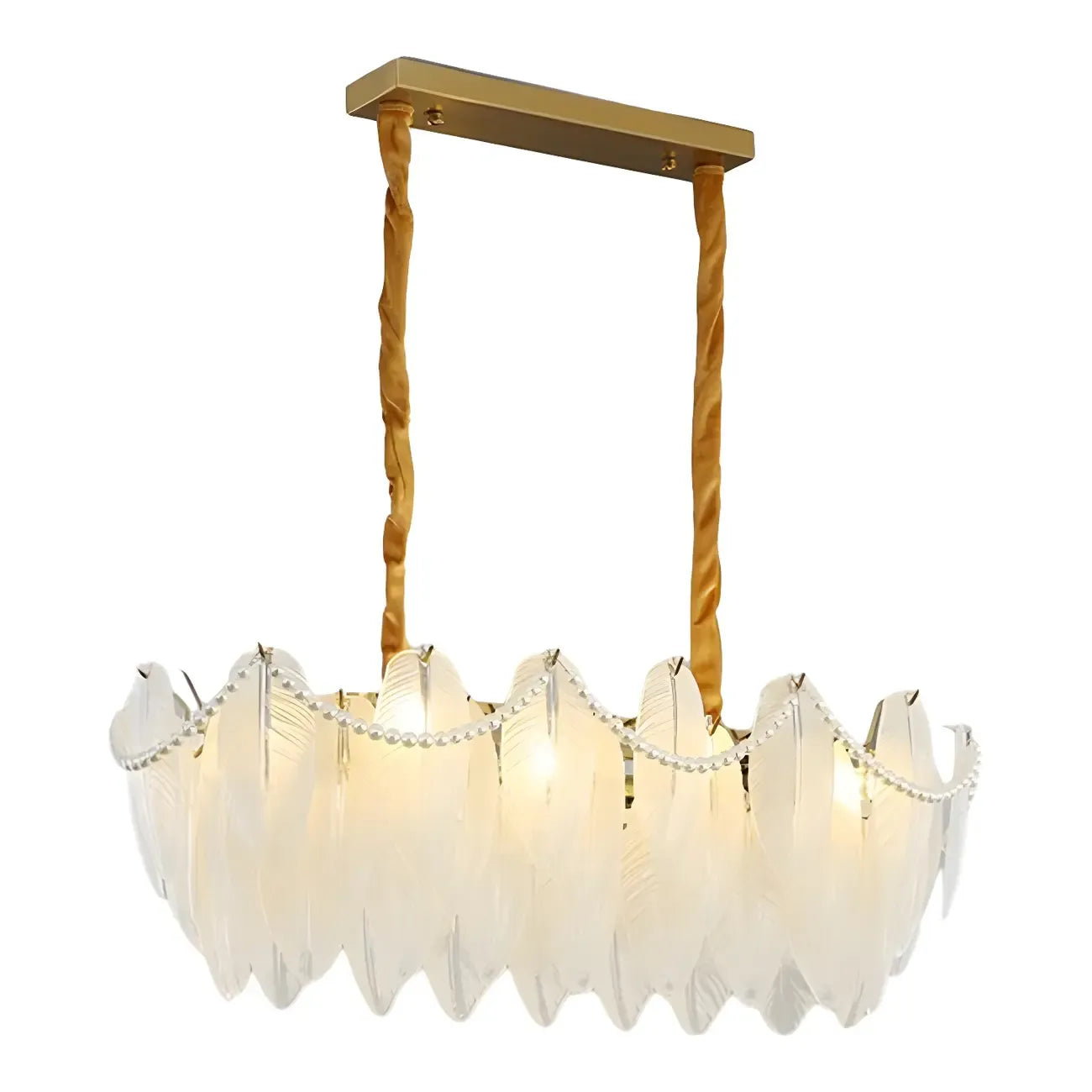 2-Tier Modern Glass Island Pendant Light Adjustable for Kitchen