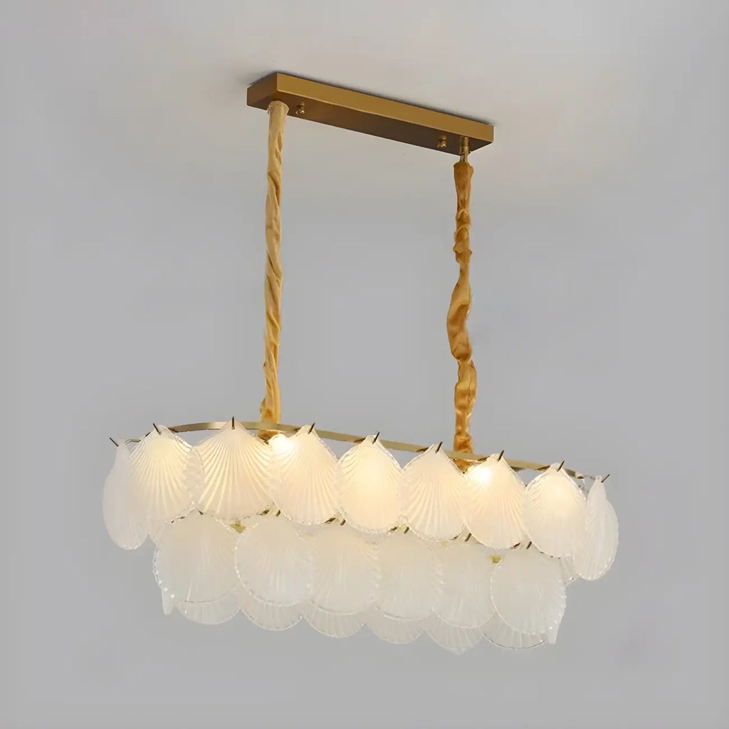 2-Tier Modern Glass Island Pendant Light Adjustable for Kitchen