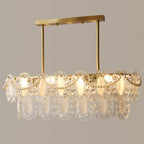 2-Tier Modern Glass Island Pendant Light Adjustable for Kitchen