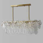 2-Tier Modern Glass Island Pendant Light Adjustable for Kitchen