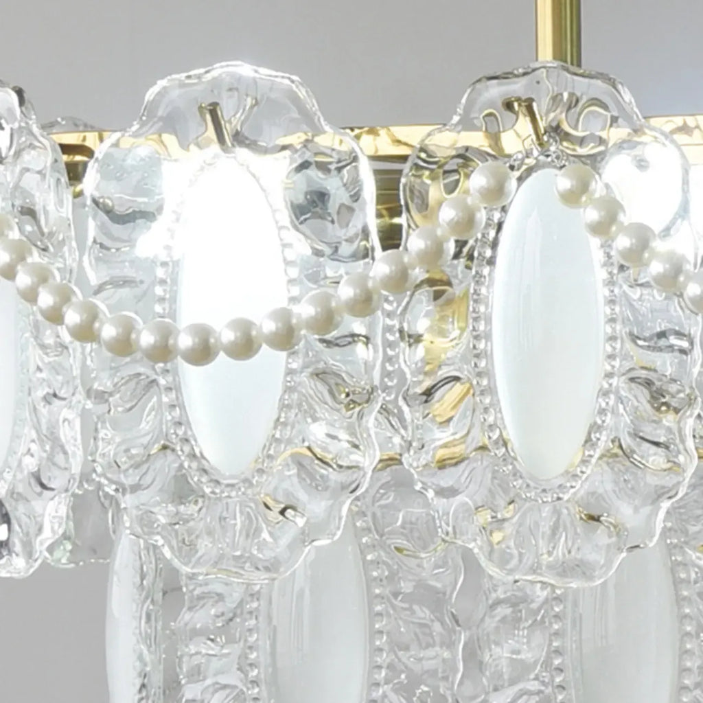 2-Tier Modern Glass Island Pendant Light Adjustable for Kitchen