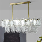 2-Tier Modern Glass Island Pendant Light Adjustable for Kitchen