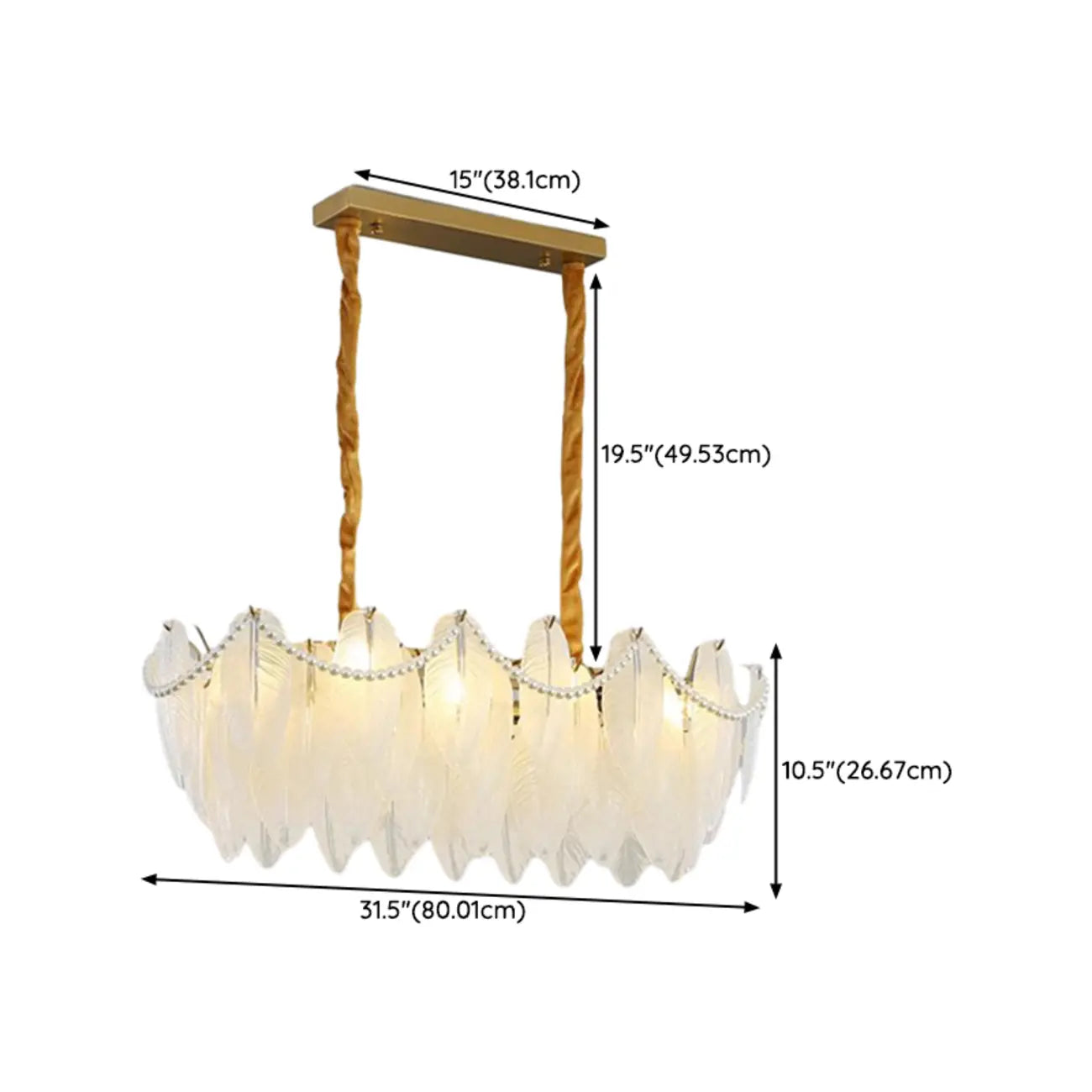 2-Tier Modern Glass Island Pendant Light Adjustable for Kitchen