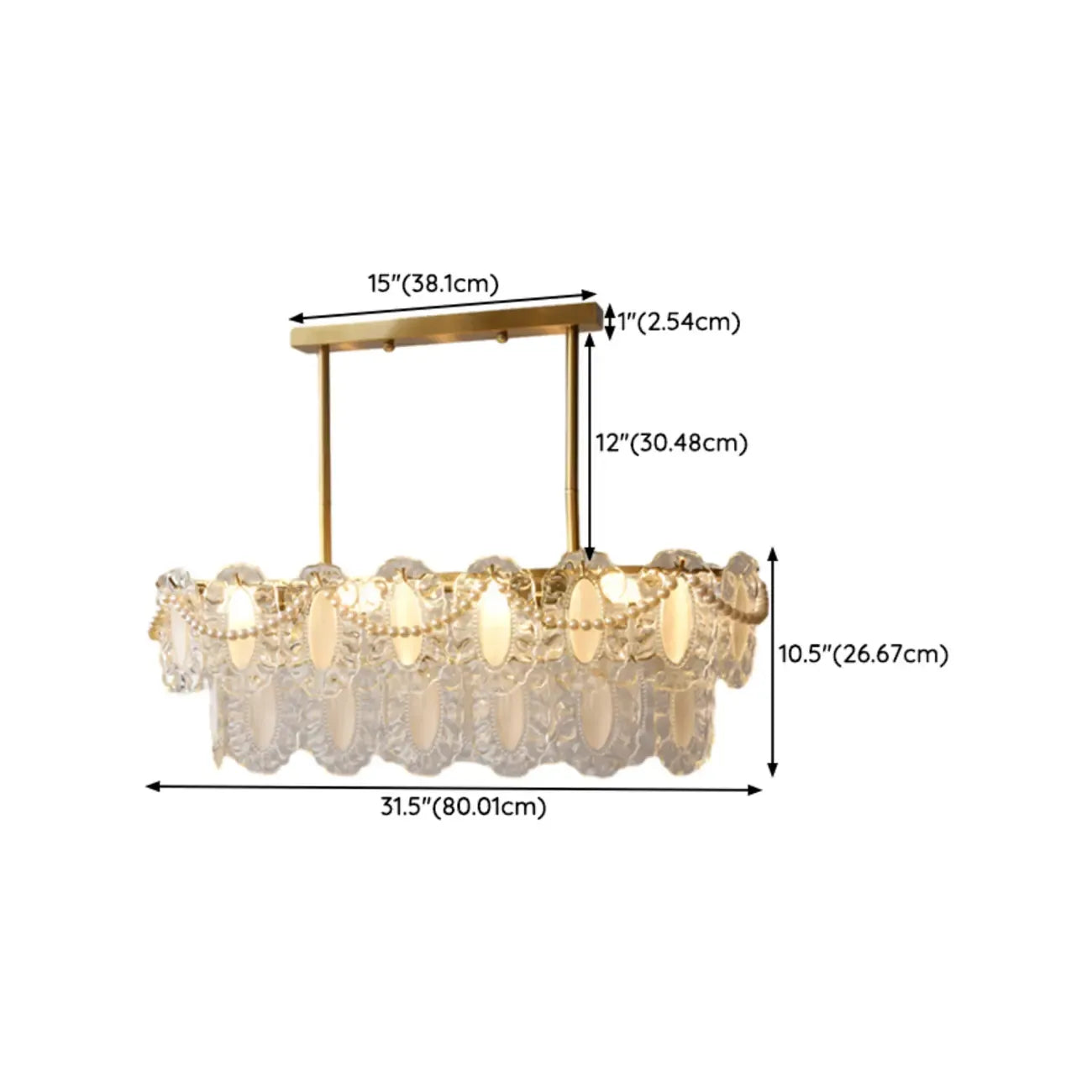2-Tier Modern Glass Island Pendant Light Adjustable for Kitchen
