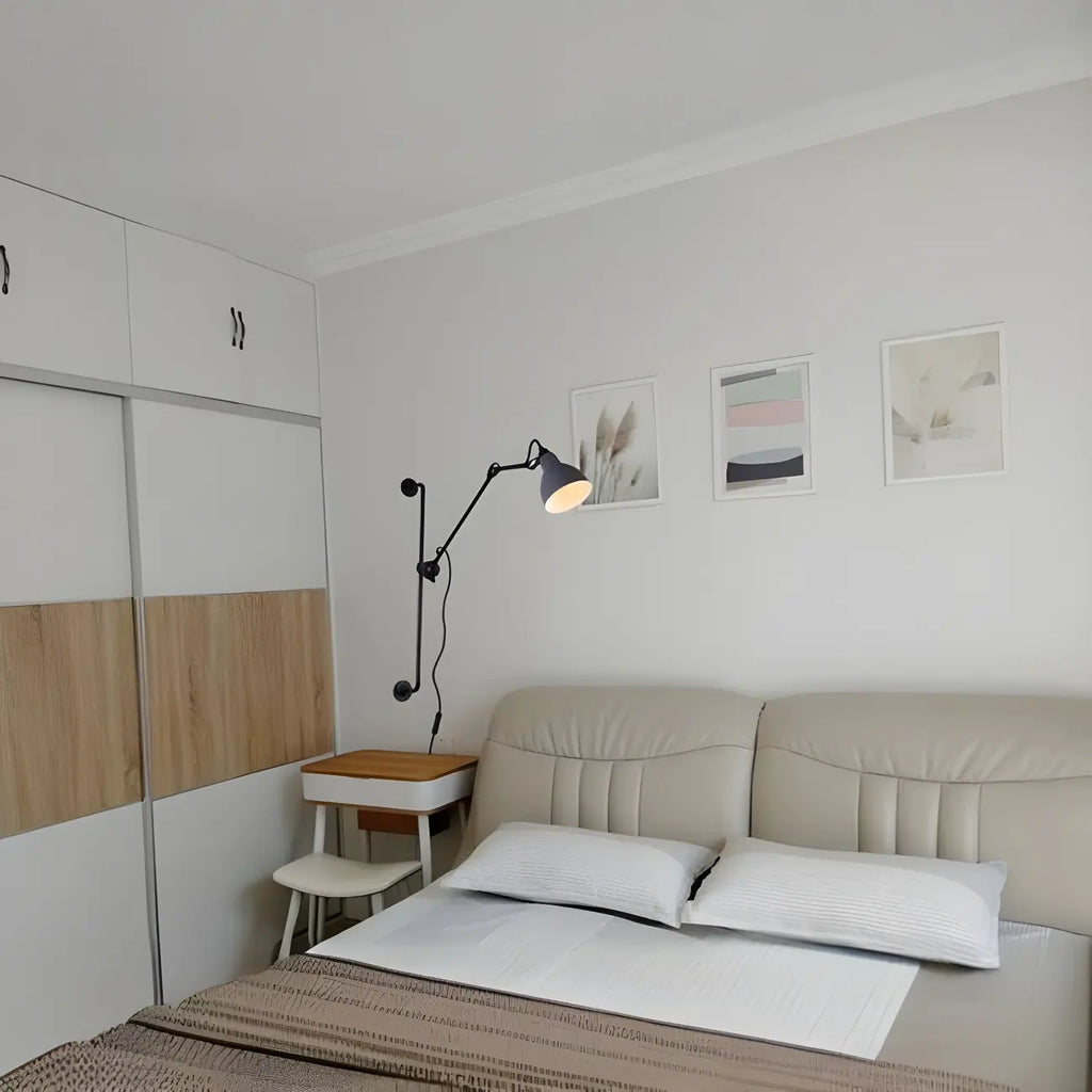 Industrial Swing Arm Wall Light Fixture for Modern Bedroom