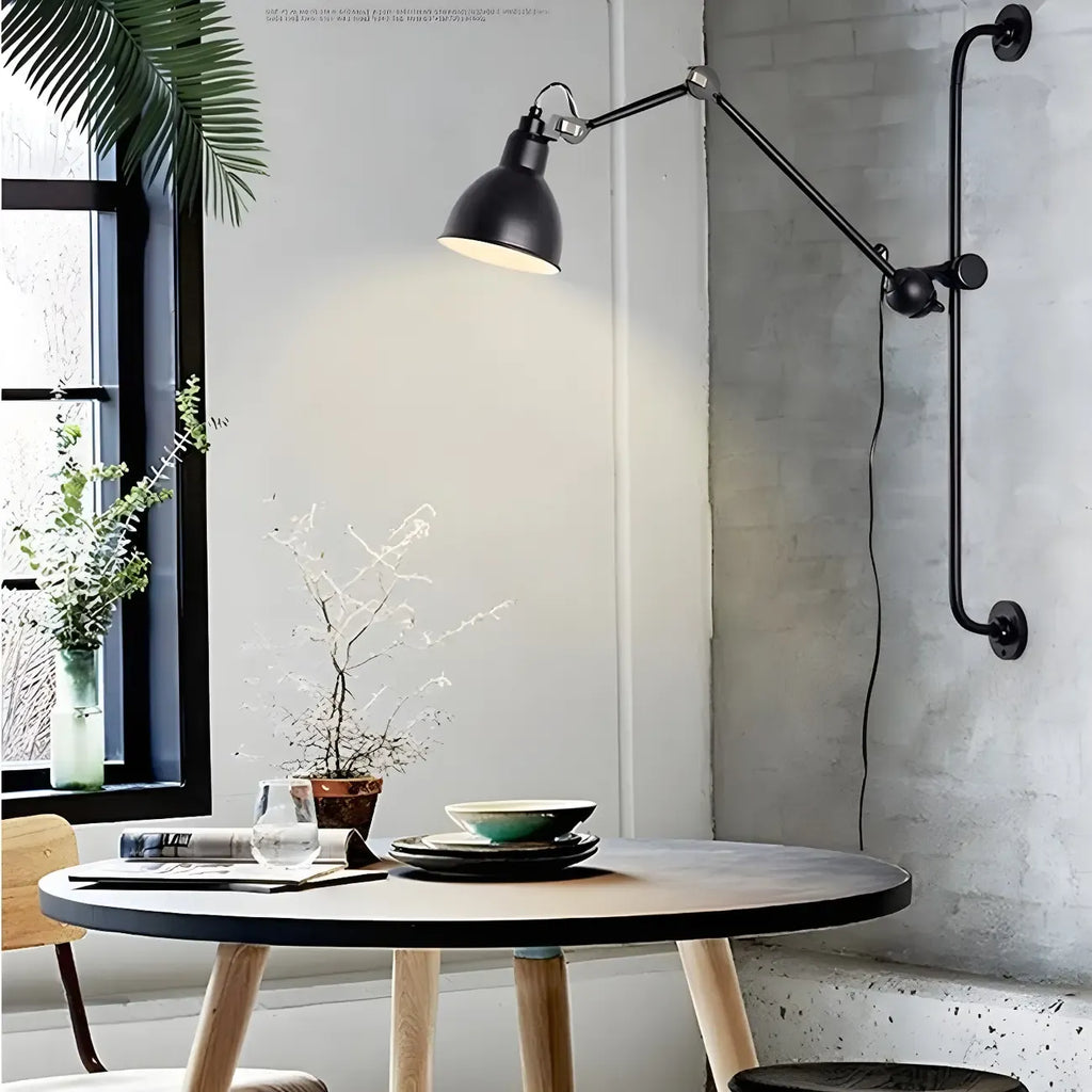 Industrial Swing Arm Wall Light Fixture for Modern Bedroom