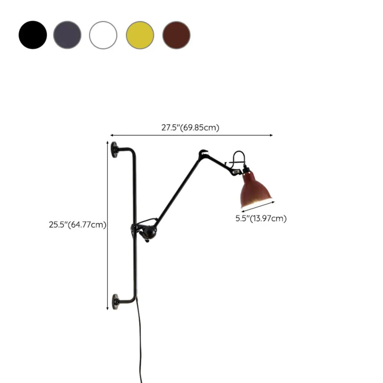 Industrial Swing Arm Wall Light Fixture for Modern Bedroom