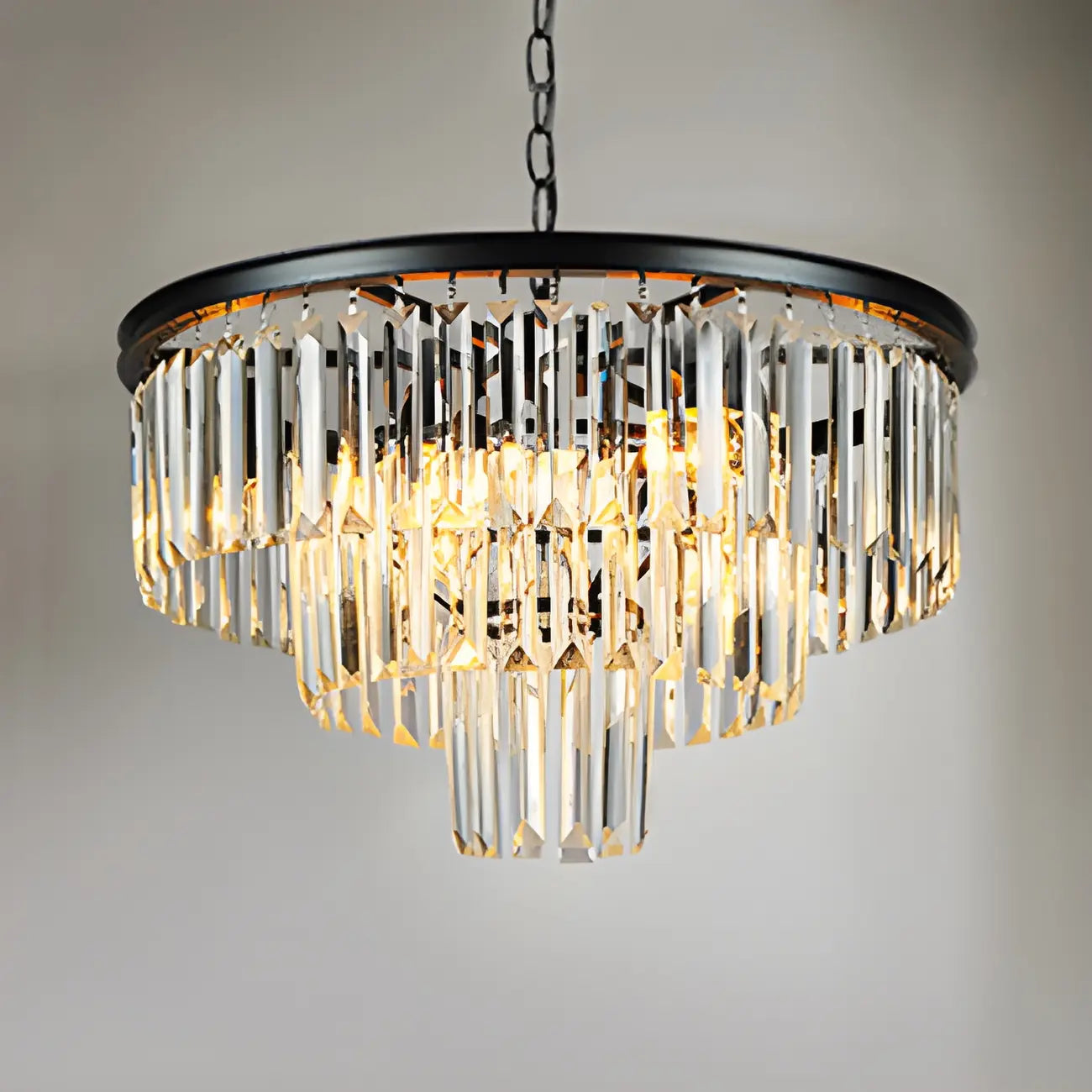 Luxury Circular Clear 3/4 Tiers Crystal Chandelier