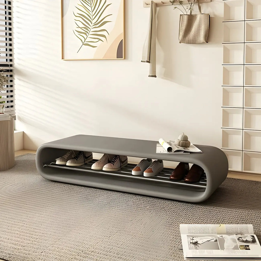 Decorative Short Oval Pine Wood Storage Entryway Bench