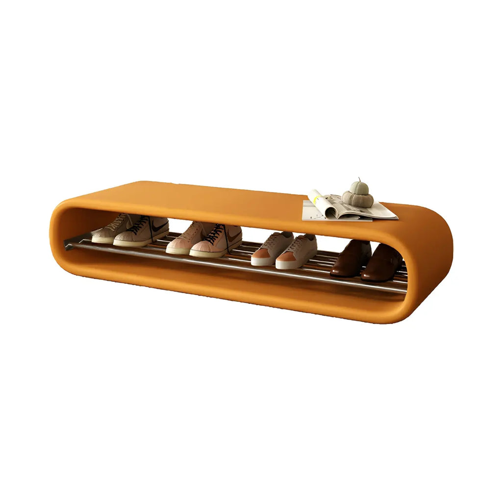 Decorative Short Oval Pine Wood Storage Entryway Bench