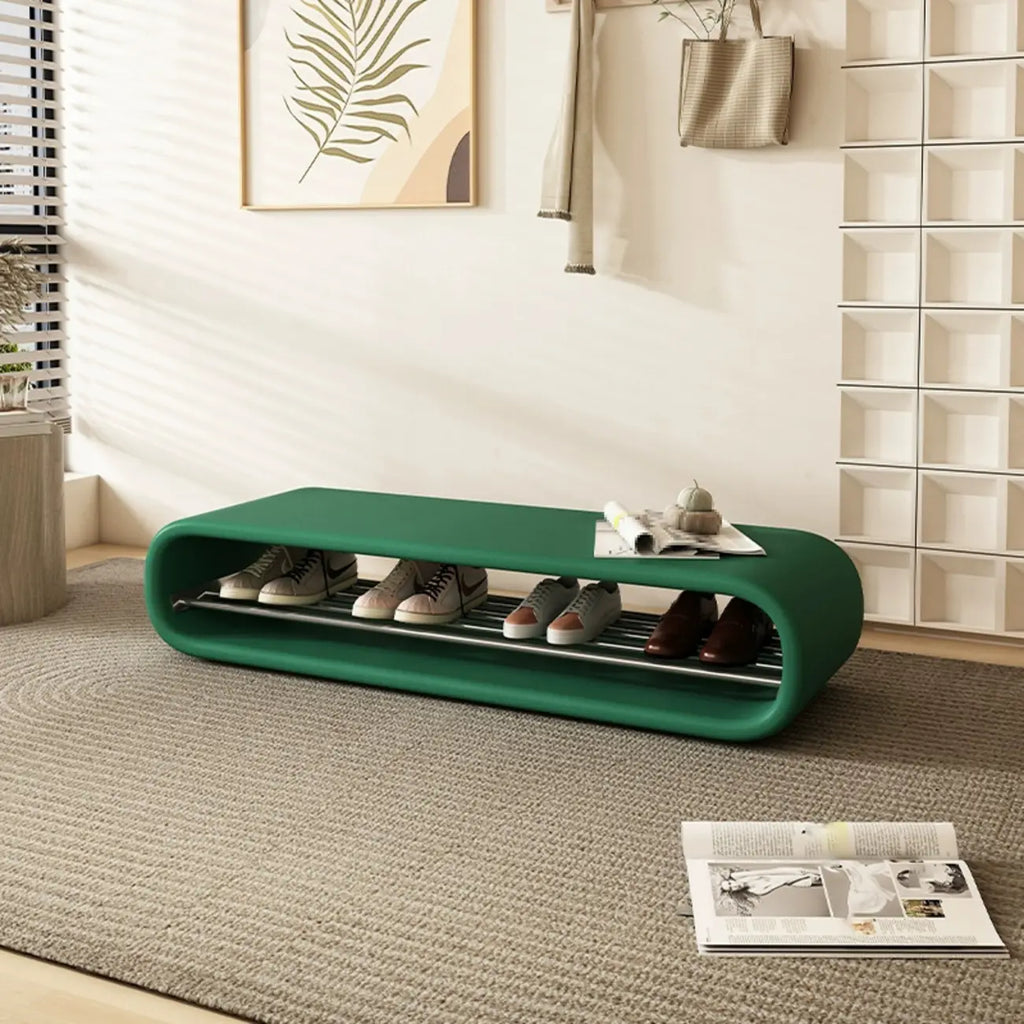 Decorative Short Oval Pine Wood Storage Entryway Bench