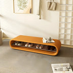 Decorative Short Oval Pine Wood Storage Entryway Bench