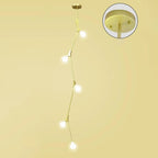 Modern Gold Branch Globe Glass Downrod Stairwell Chandelier