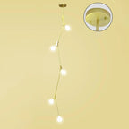 Modern Gold Branch Globe Glass Downrod Stairwell Chandelier