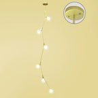 Modern Gold Branch Globe Glass Downrod Stairwell Chandelier