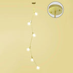 Modern Gold Branch Globe Glass Downrod Stairwell Chandelier