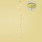 Modern Gold Branch Globe Glass Downrod Stairwell Chandelier