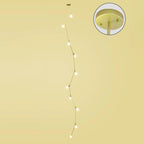 Modern Gold Branch Globe Glass Downrod Stairwell Chandelier