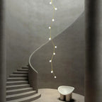 Modern Gold Branch Globe Glass Downrod Stairwell Chandelier
