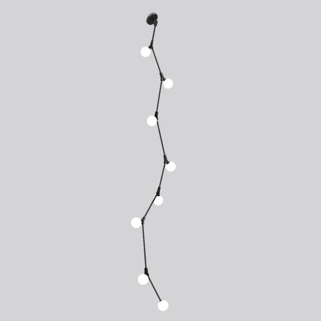 Modern Gold Branch Globe Glass Downrod Stairwell Chandelier