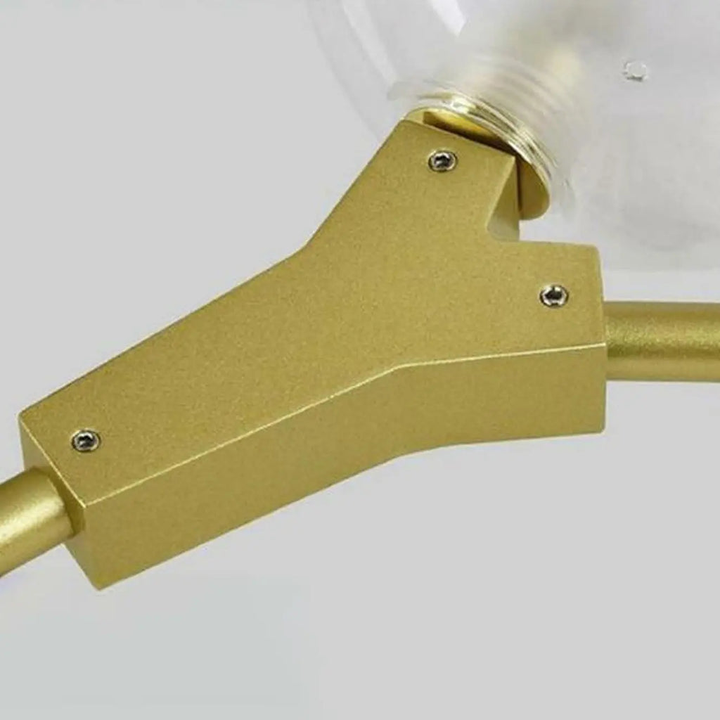Modern Gold Branch Globe Glass Downrod Stairwell Chandelier