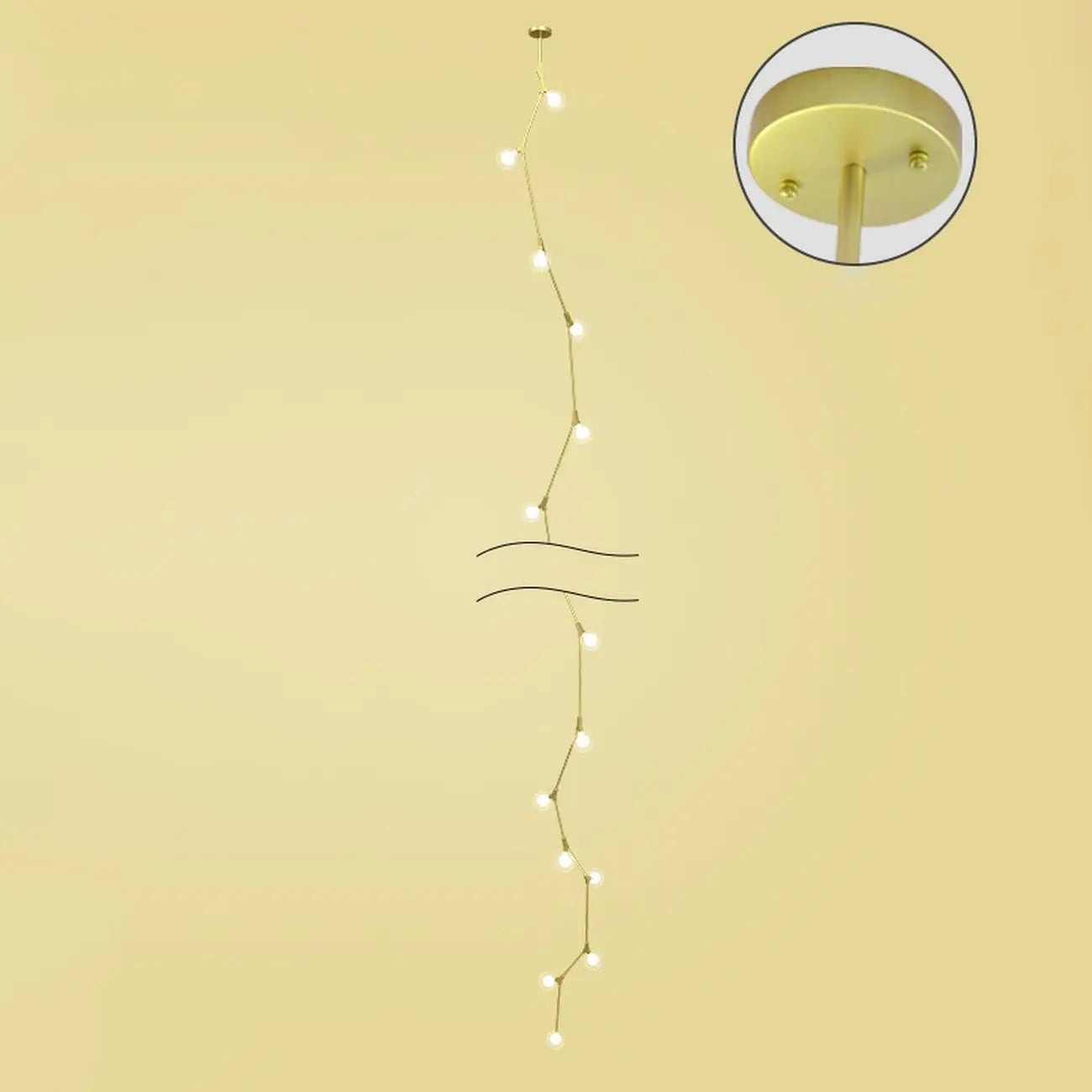 Modern Gold Branch Globe Glass Downrod Stairwell Chandelier
