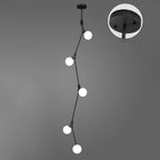 Modern Gold Branch Globe Glass Downrod Stairwell Chandelier