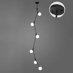 Modern Gold Branch Globe Glass Downrod Stairwell Chandelier