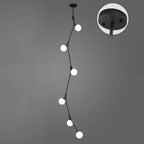 Modern Gold Branch Globe Glass Downrod Stairwell Chandelier
