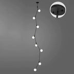 Modern Gold Branch Globe Glass Downrod Stairwell Chandelier