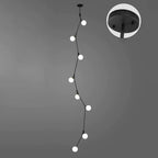 Modern Gold Branch Globe Glass Downrod Stairwell Chandelier