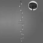 Modern Gold Branch Globe Glass Downrod Stairwell Chandelier
