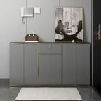 Large Entryway Shoe Cabinet Gray Textured Door Metal Legs