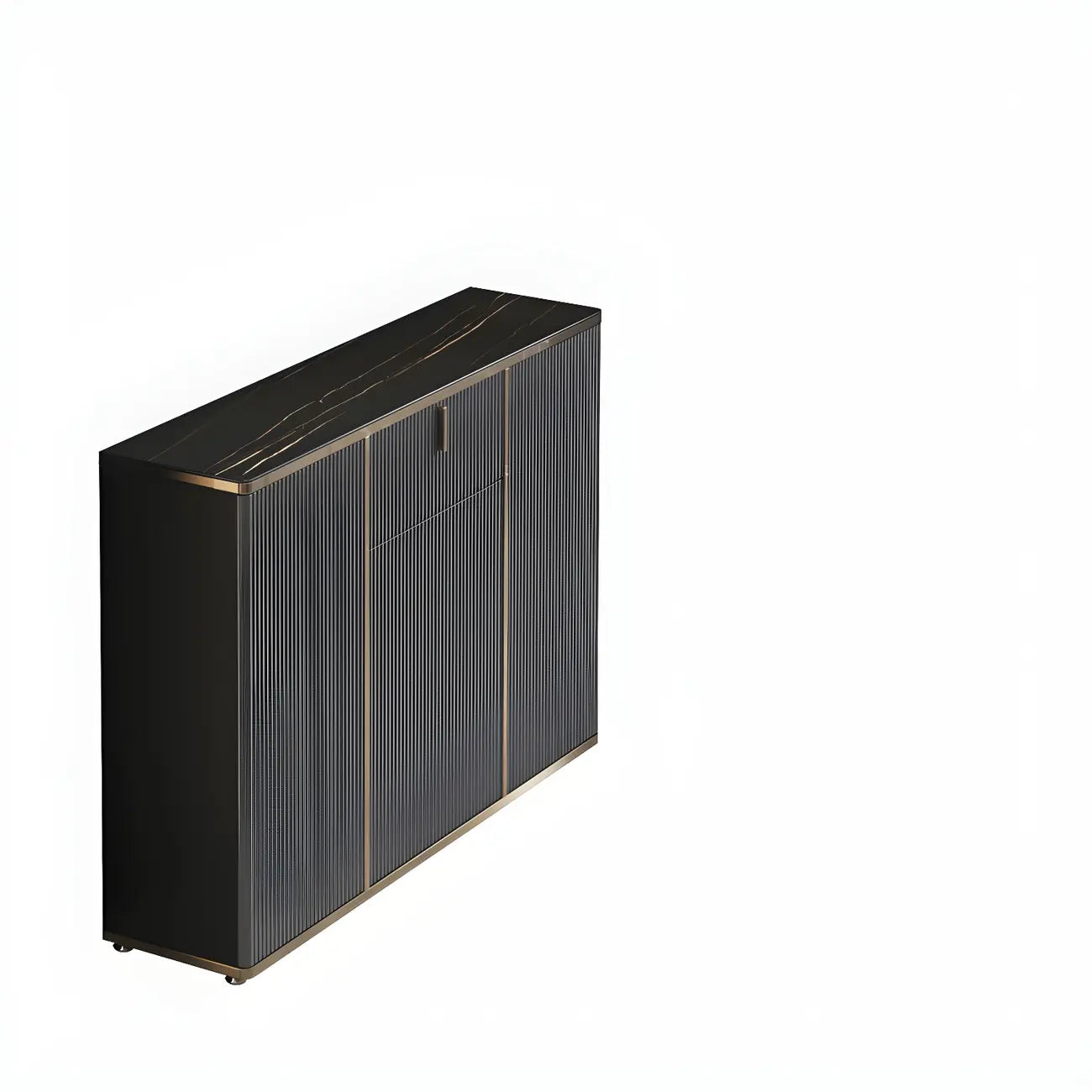 Large Entryway Shoe Cabinet Gray Textured Door Metal Legs