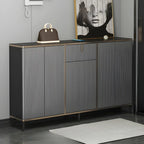 Large Entryway Shoe Cabinet Gray Textured Door Metal Legs
