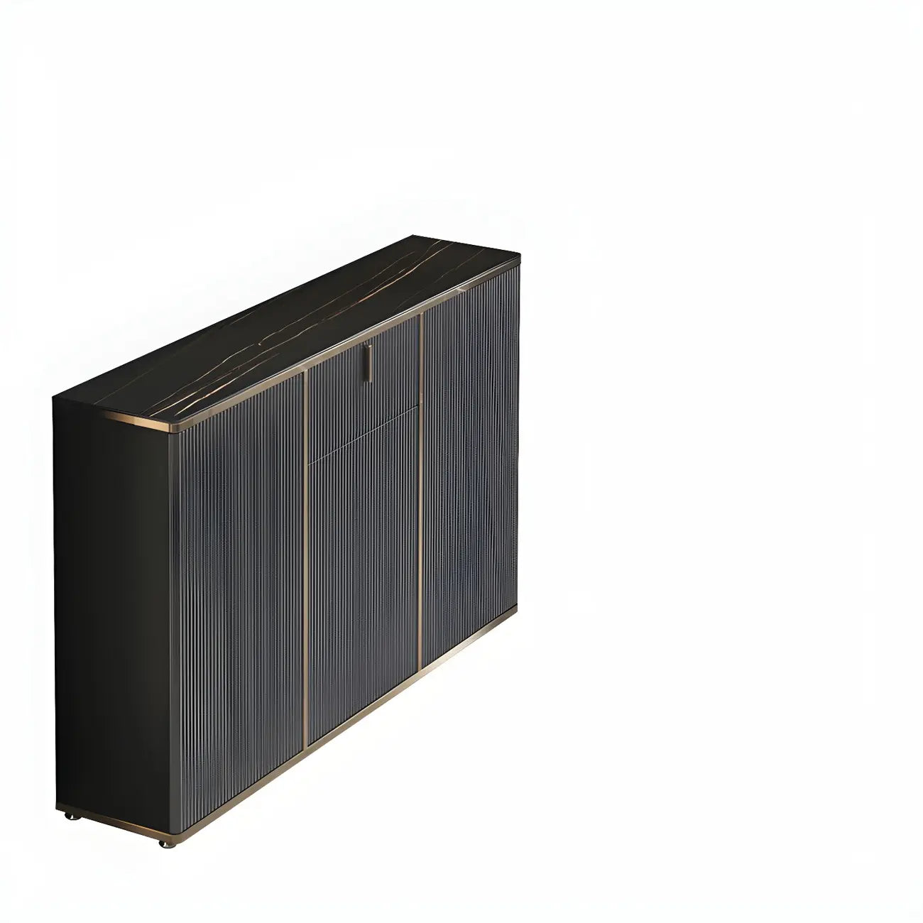 Large Entryway Shoe Cabinet Gray Textured Door Metal Legs