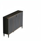 Large Entryway Shoe Cabinet Gray Textured Door Metal Legs